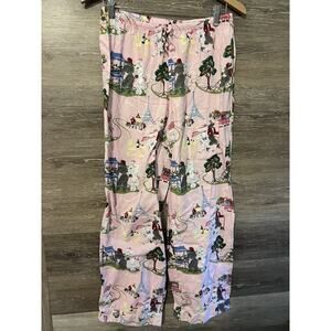 Nick & Nora Pajama Pants Pink Poodle Chez Paris Sz Small